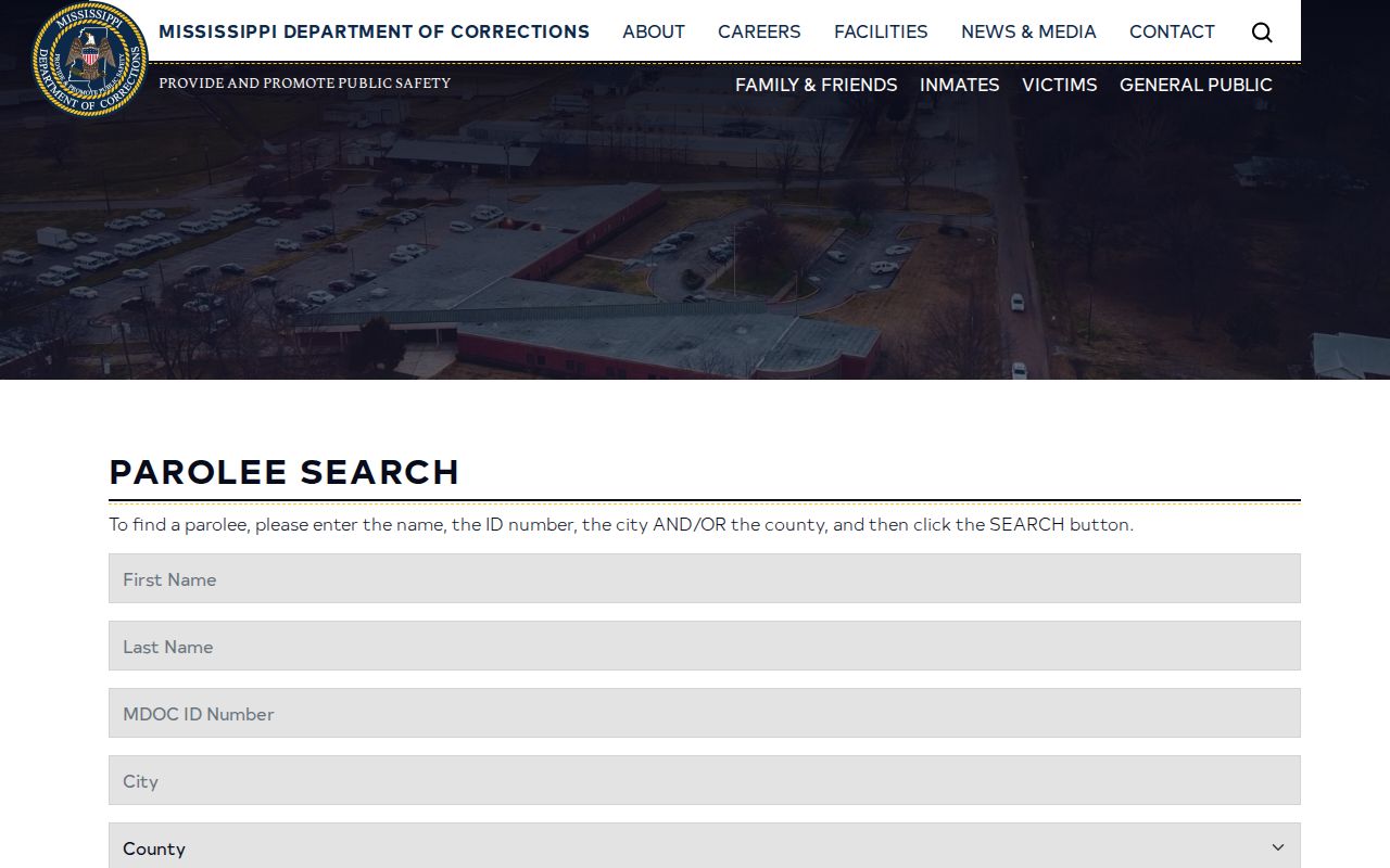 MDOC parolee search with Hinds County filter