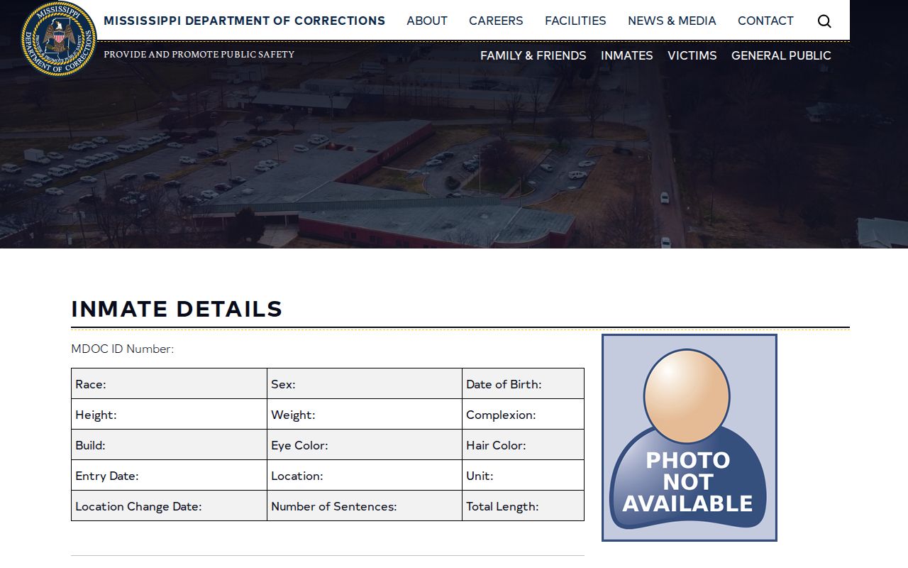 Representative MDOC inmate detail with Tentative Release Date field