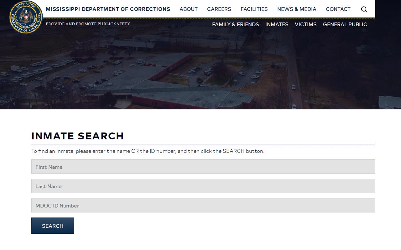 Mississippi Department of Corrections inmate search form